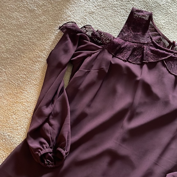 Maurices cocktail  dress with a cold shoulder and sheer sleeves - Picture 7 of 10